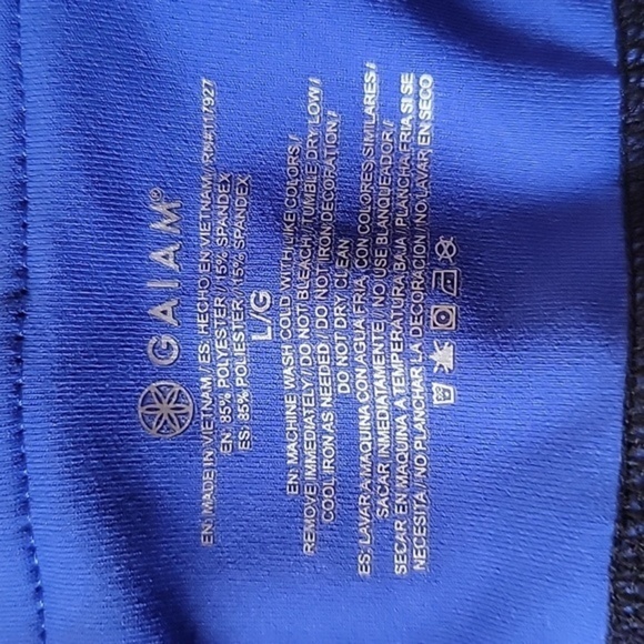 GAIAM BLACK & BLUE LEGGINGS (sz lg) - Picture 2 of 5